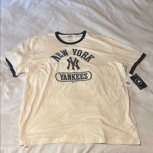 Majestic Cream and Navy New York Yankees Tee